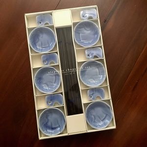 6 Elephant Chopsticks Set with Holders and Saucers